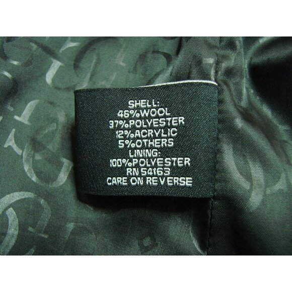 Guess Womens Med Chevron Black White Wool Blend Pea Coat Double Breasted Flared - Picture 6 of 13